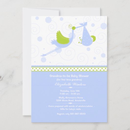 Grandma's First (Blue) Baby shower Invitation Kaart (Voorkant)