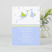 Grandma's First (Blue) Baby shower Invitation Kaart (Staand voorkant)