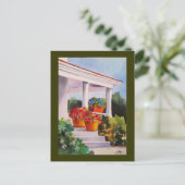 Grandma's Front Porch met bloempotten Briefkaart (Staand voorkant)