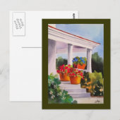 Grandma's Front Porch met bloempotten Briefkaart (Voorkant / Achterkant)