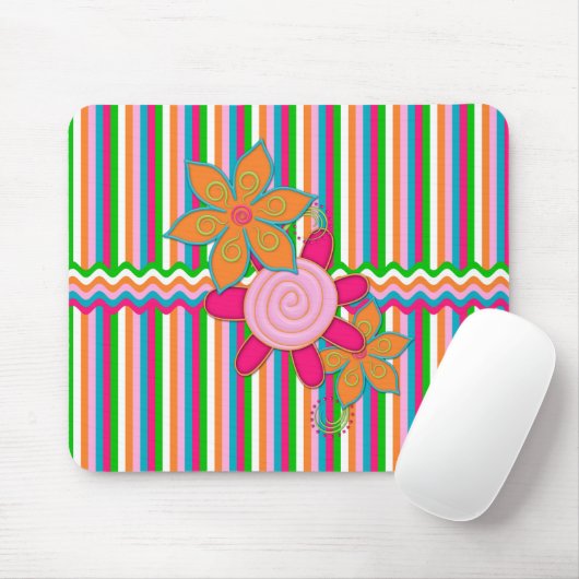 Grandmas Garden Stripes Mousepad Muismat (Met muis)