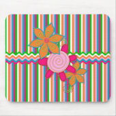 Grandmas Garden Stripes Mousepad Muismat (Voorkant)
