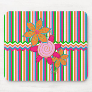 Grandmas Garden Stripes Mousepad Muismat