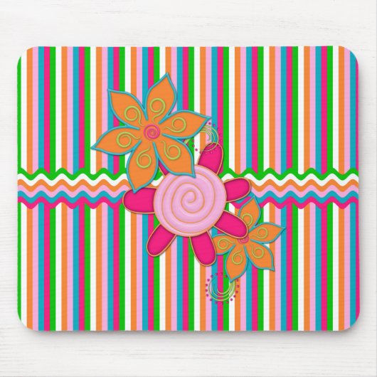 Grandmas Garden Stripes Mousepad Muismat (Voorkant)