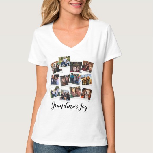 Grandma's Joy Photo Lijst Collage Modern Trendy T-shirt (Voorkant)