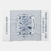 Grandmas Kitchen Blue Stripes Customizable Theedoek (Horizontaal)