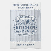 Grandmas Kitchen Blue Stripes Customizable Theedoek (Verticaal)