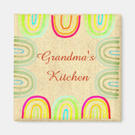 Grandma's Kitchen Folk Rainbow Pattern Magneet