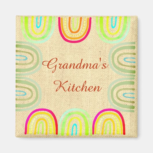 Grandma's Kitchen Folk Rainbow Pattern Magneet (Voorkant)