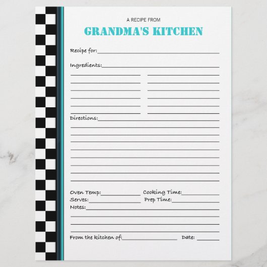 Grandma's Kitchen Gecontkered Recipe Stencil (Voorkant)