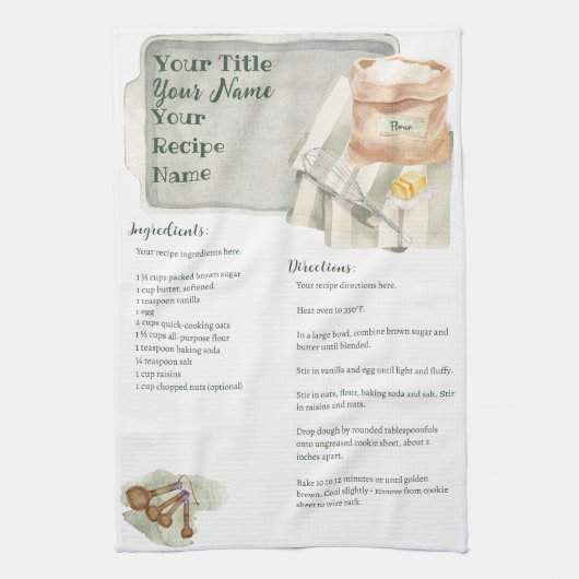 Grandma's Kitchen | Gepersonaliseerd koekjesrecept Theedoek (Verticaal)
