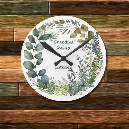 Grandma's Kitchen | Gepersonaliseerde Waterverf Wr Ronde Klok