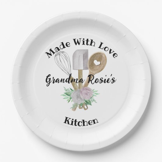 Grandma's Kitchen | Made with Love Personalized Papieren Bordje (Voorkant)