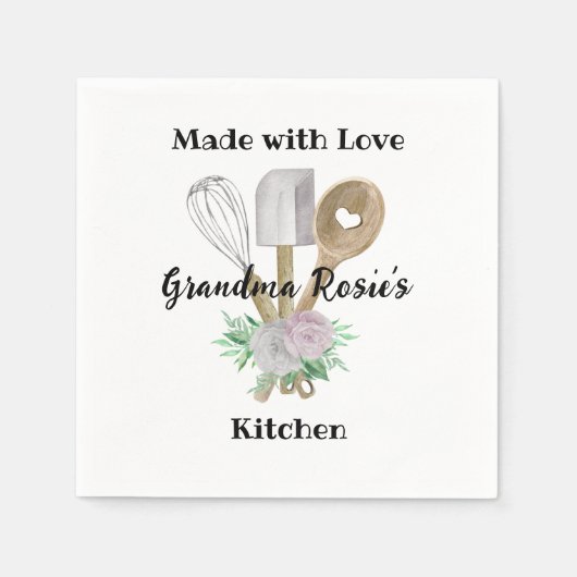 Grandma's Kitchen | Made with Love Personalized Servet (Voorkant)