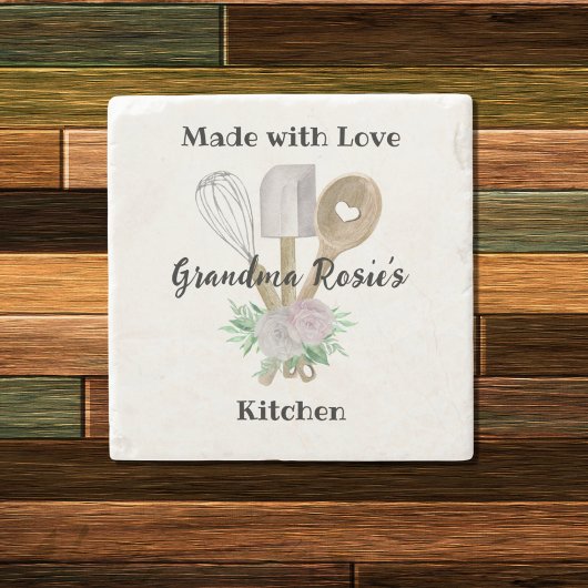 Grandma's Kitchen | Made with Love Personalized Stenen Onderzetter