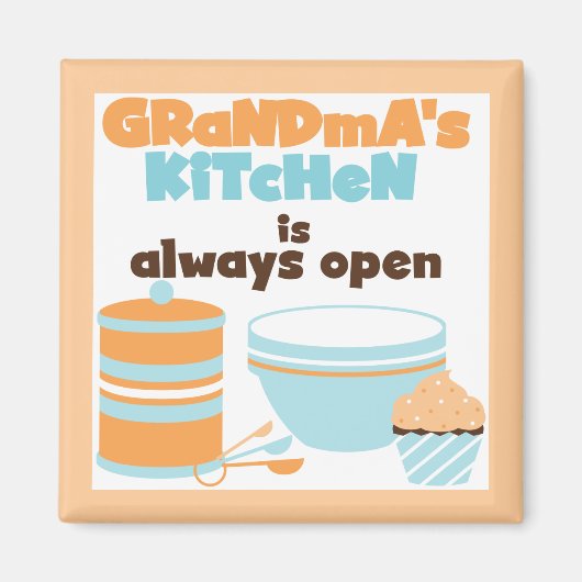 Grandma's Kitchen Open altijd T-shirts en cadeaus Magneet (Voorkant)
