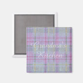 Grandma's Kitchen Weathered Lavender Plaid  Magneet (Voorkant / Achterkant)