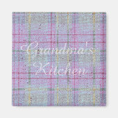 Grandma's Kitchen Weathered Lavender Plaid  Magneet (Voorkant)