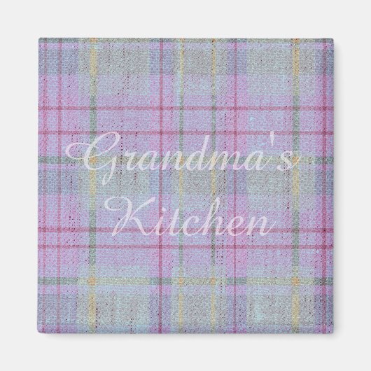 Grandma's Kitchen Weathered Lavender Plaid  Magneet (Voorkant)