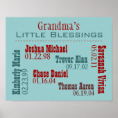 Grandmas Little Blessings Posters met Names (Voorkant)