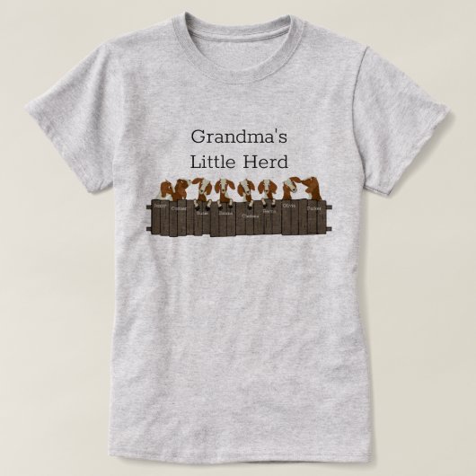 Grandmas Little Goat Herd 8 Goats T-shirt (Design voorkant)