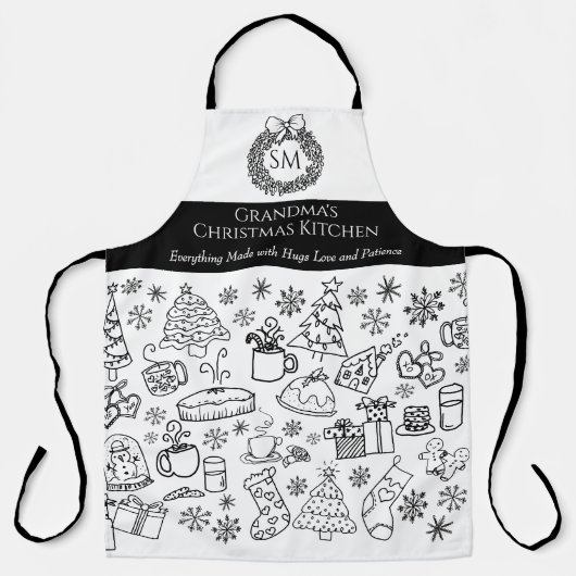 Grandma's Personalized Christmas Doodle Baking Schort (Voorkant)