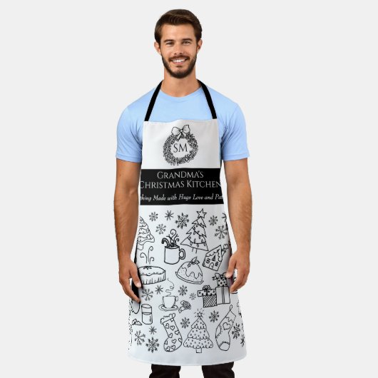 Grandma's Personalized Christmas Doodle Baking Schort (Gedragen)