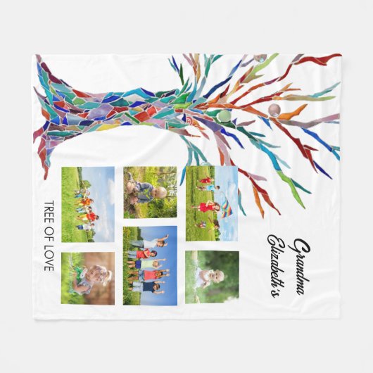 Grandma's Photo Collage Fleece Blanket (Voorkant (Horizontaal))