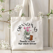 Grandmas Plant Seeds of Love Modern Trendy Flower Tote Bag