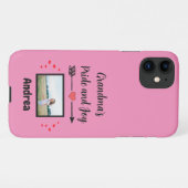 Grandmas Pride en Joy met Harten Foto en Naam iPhone Hoesje (Achterkant horizontaal)