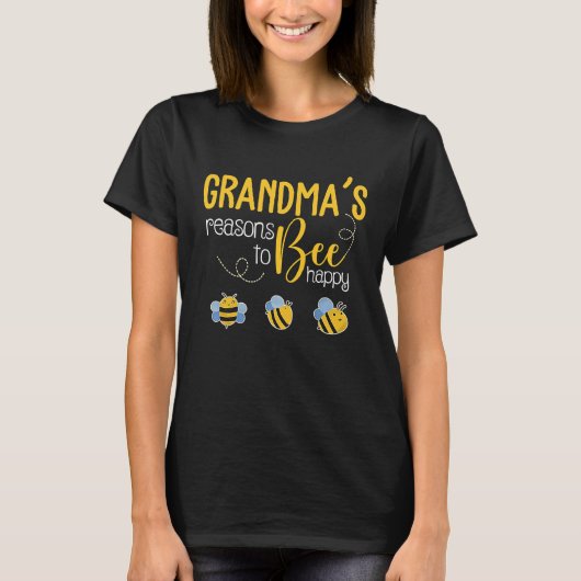 Grandma's Reasons To Bee Happy T-shirt (Voorkant)
