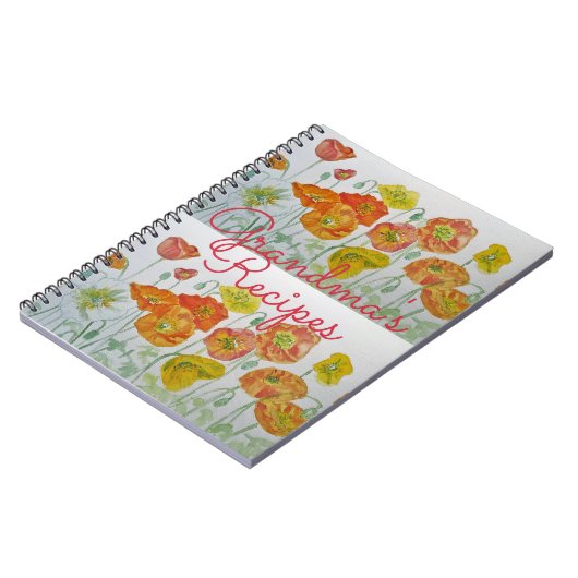 Grandma's Recipes Red Poppy Waterverf Notebook Notitieboek (Linkerzijde)