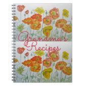 Grandma's Recipes Red Poppy Waterverf Notebook Notitieboek (Voorkant)