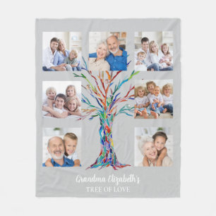 Grandma's Seven Photo Collage Gray Fleece Deken