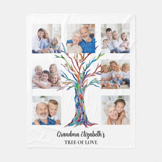 Grandma's Seven Photo Personalized Collage Fleece Deken (Voorkant)