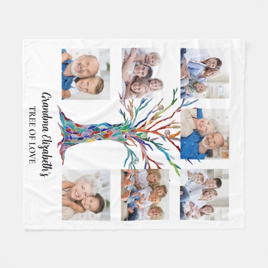 Grandma's Seven Photo Personalized Collage Fleece Deken (Voorkant (Horizontaal))