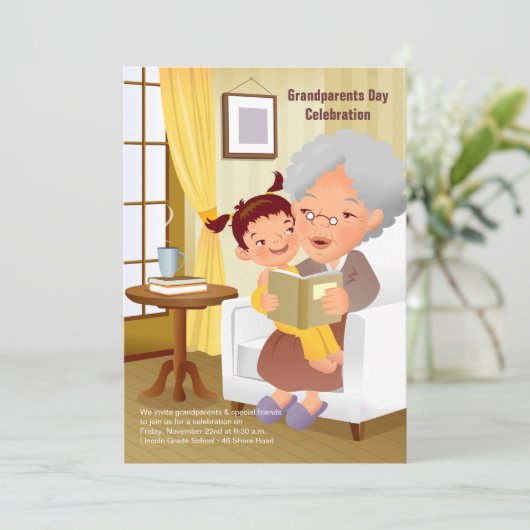 Grandma's Stories Grandouders Day Uitnodiging (Staand voorkant)