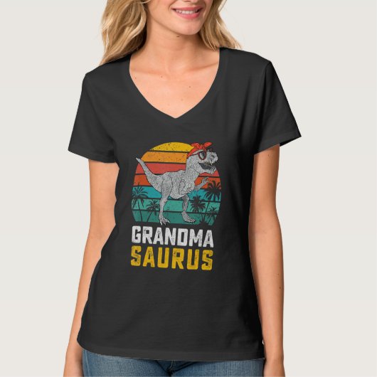 Grandmasaurus T Rex Dinosaur Grandma Saurus Family T-shirt (Voorkant)
