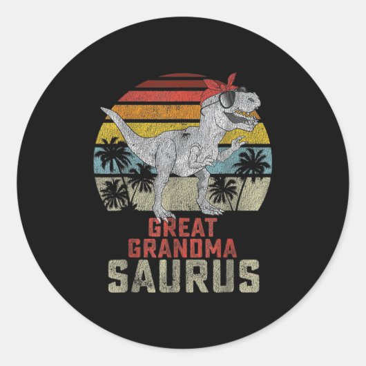Grandmasaurus T Rex Dinosaur Great Grandma Saurus Ronde Sticker (Voorkant)