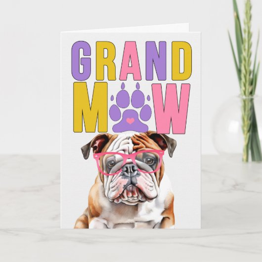 GrandMAW Engelse Bulldog GrandDOG Grootouders Dag Feestdagen Kaart (Voorkant)