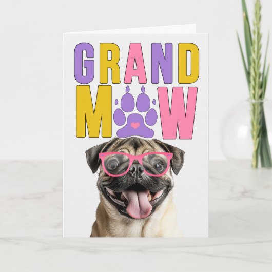 GrandMAW Pug GrandDOG Grandparents Day Feestdagen Kaart (Voorkant)