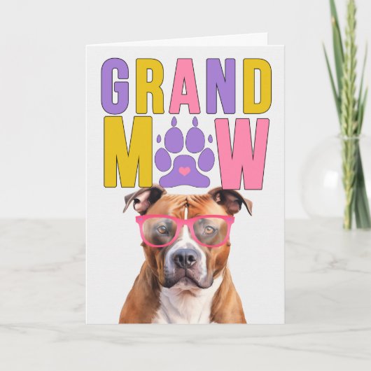 GrandMAW Tan Pit Bull GrandDOG Grootouders Dag Feestdagen Kaart (Voorkant)