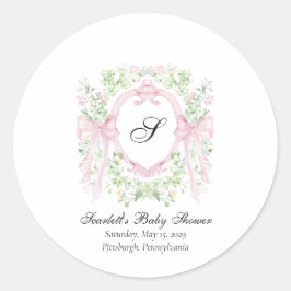 Grandmellenial Botanical Crest Baby Shower  Ronde Sticker