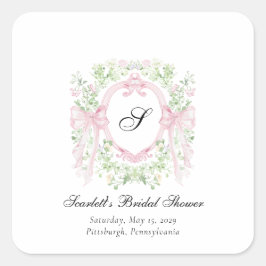 Grandmellenial Botanical Crest Baby Shower  Vierkante Sticker