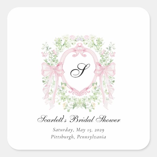 Grandmellenial Botanical Crest Baby Shower  Vierkante Sticker (Voorkant)