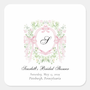 Grandmellenial Botanische Wapenschild Baby Shower Vierkante Sticker