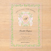 Grandmellinial Botanical Bow Crest  Acryl Uitnodigingen (Voorkant)