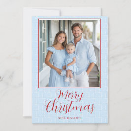 Grandmillenia Lichtblauwe & Rode Kerst Kaart