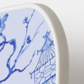 Grandmillenial Blauw & Wit Chinoiserie Pagode Pickleball Paddle (Links Detail)