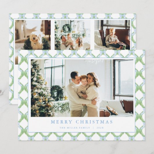 Grandmillenial Blue Christmas-fotokaart Feestdagenkaart (Voorkant / Achterkant)